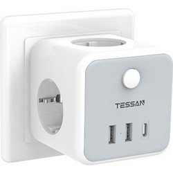 TESSAN 6 IN 1 POWERCUBE SOCKET 3xSCHUKO, 2xUSB, 1xTYPE-C
