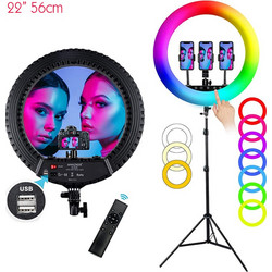 Επαγγελματικό φωτιστικό δαχτυλίδι Ring Light RGB 58cm 22" 80W 3000K-6000K με κοντρόλ