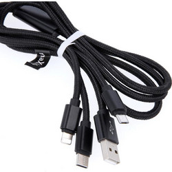 Data Cable Maxlife MicroUSB/USB-C/Lightning 2m Black