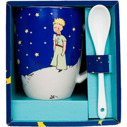 Σετ Κούπα Με Κουταλάκι Enesco Κεραμική Μεγάλη 11x6cm Μικρός Πρίγκιπας Nuit 525841
