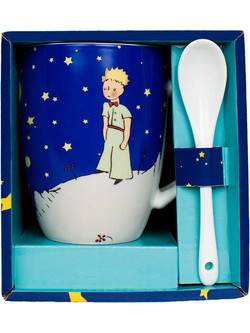 Σετ Κούπα Με Κουταλάκι Enesco Κεραμική Μεγάλη 11x6cm Μικρός Πρίγκιπας Nuit 525841