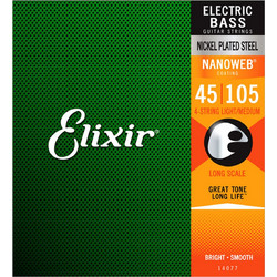 Elixir Strings 14077 Σετ 4 Χορδές Ηλεκτρικού Μπάσου Nickel Plated Steel 45-105" Medium Tension