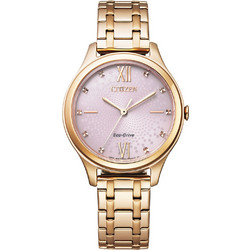 Citizen Eco-Drive Elegant Γυναικείο Ρολόι Solar με Ροζ Χρυσό Μεταλλικό Μπρασελέ EM0503-75X