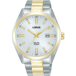 Lorus Sports Ανδρικό Ρολόι Solar με Ασημί Χρυσό Μεταλλικό Μπρασελέ RX336AX9
