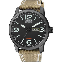 Citizen Eco-Drive Ανδρικό Ρολόι Solar με Μπεζ Υφασμάτινο Λουράκι BM8476-23E