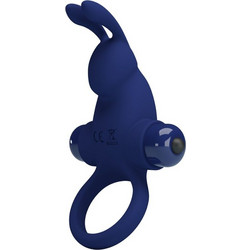 Pretty Love Jiro Rabbit Ring Ελαστικό Δαχτυλίδι Πέους Σιλικόνης με Δόνηση Μπλε