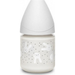 Suavinex Hygge Γυάλινο Μπιμπερό με Θηλή Σιλικόνης 0-6m Rabbit Grey 120ml