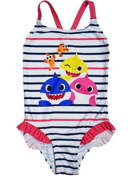 Stamion Baby Shark Παιδικό Μαγιό Ολόσωμο για Κορίτσι Λευκό BS94051