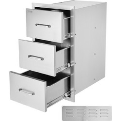 Vevor Ανοξείδωτο 3 Συρτάρι πρόσβασης Bbq 40x77 cm Island Συρτάρι Αποθήκευση εξωτερικού χώρου