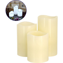 79554 ΣΕΤ 3 Διακοσμητικών Realistic Κεριών Παραφίνης με LED - Μπαταρίας & Ασύρματο Χειριστήριο IR Ψυχρό Λευκό 6000K Dimmable