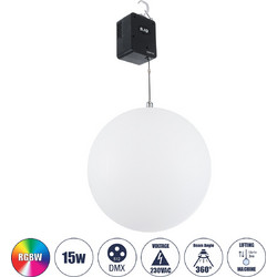 GloboStar(R) 51203 LIFT BALL Επαγγελματικό Φωτιστικό Ειδικών Εφέ Φ60cm KINETIC BALL Light CREE LED 4in1 15W - 15 x 1W LED SMD Chips RGBW - Μέγιστο Μήκος Ανύψωσης 3.5 Μέτρα - AC 220V-240V DMX512 Displa
