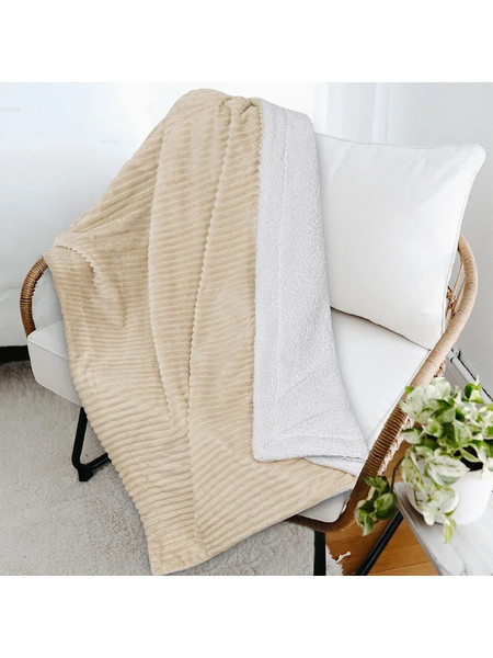 Bonsai Home Κουβέρτα Γούνινη/Προβατάκι Μονή 160x220 - Stripe Rabbit Fur Μπεζ