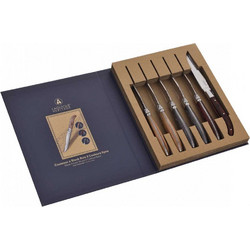 Laguiole Set of 6 Steak Knives in 3 Wood colours 40273003