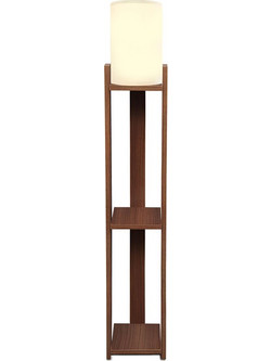 Φωτιστικό δαπέδου Verma I Megapap E27 Mdf/ύφασμα Pvc χρώμα καρυδί - κρεμ 18,5x18,5x142εκ