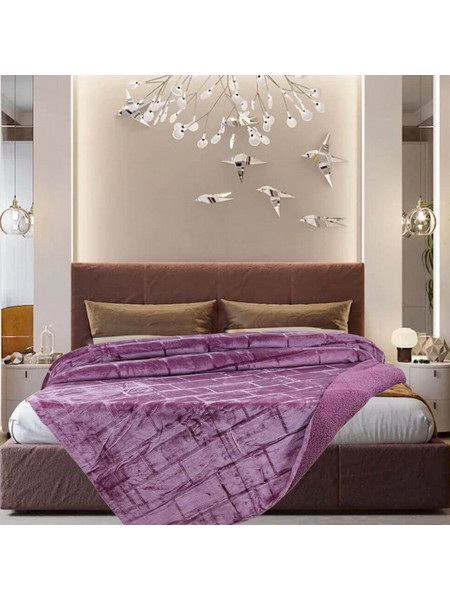Κουβέρτα Βελουτέ με Γούνα Sherpa Υπέρδιπλη 220X240 Morven Bari 1911 Apple