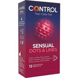 Control Feel Make Feel Sensual Dots & Lines Προφυλακτικά με Ραβδώσεις & Λιπαντικό 12τμχ