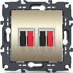 Πρίζα Ηχείων Διπλή Χωνευτή Prime 1000113604 36-230VAC Champagne Aca