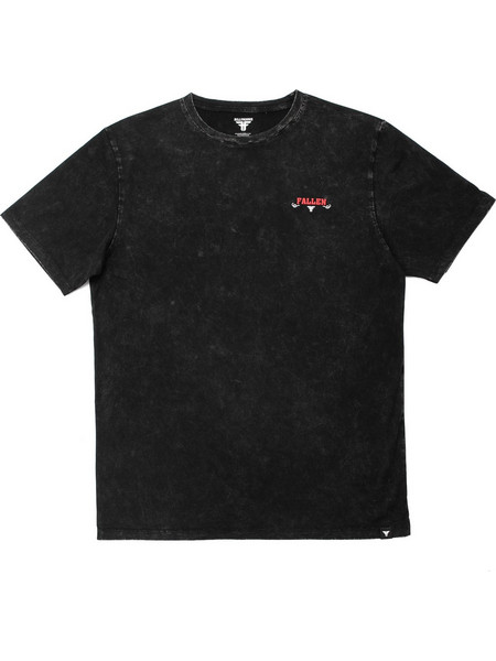 FALLEN REVOLVER T-SHIRT BLACK ENZYMATIC WASH WHITE