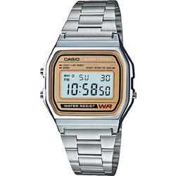 Casio Vintage Ψηφιακό Ανδρικό Ρολόι Χρονογράφος με Ασημί Μεταλλικό Μπρασελέ A-158WEA-9EF