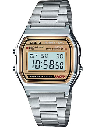 Casio Vintage Ψηφιακό Ανδρικό Ρολόι Χρονογράφος με Ασημί Μεταλλικό Μπρασελέ A-158WEA-9EF
