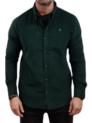 Rebase Ανδρικό Πουκάμισο Κοτλέ Μακρυμάνικο Slim Fit Κυπαρισσί 242-RGS-5005