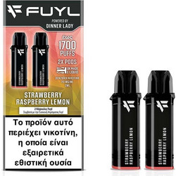 Dinner Lady Strawberry Raspberry Lemon Fuyl Disposable Prefilled Pods 20mg 850 Puffs (Φράουλα, Βατόμουρο & Λεμόνι) (2 τεμ.)