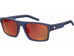 Tommy Hilfiger TH1977/S FLL/B8 Ανδρικά Γυαλιά Ηλίου Τετράγωνα Κοκάλινα Μπλε με Πορτοκαλί Καθρέπτη Φακό