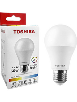Λάμπα led toshiba για ντουί e27 θερμό λευκό 230v n_ std a60 8,5w 3000k, γωνία δέσμης 180 μοίρες Toshiba 00168800