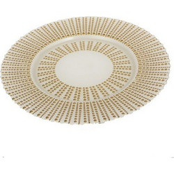 Πιατέλα Γυάλινη Vlay 75842 33cm White-Gold Artekko Γυαλί