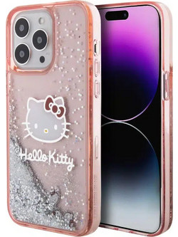 Θήκη Hello Kitty για iPhone 14 Pro Max Liquid Glitter Kitty Head Charms - Ροζ (3666339186326)