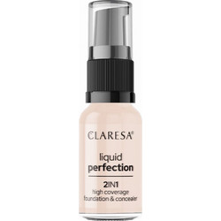 Claresa Liquid Perfection 2 In 1 High Coverage & Concealer 101 Liquid Foundation 18gr