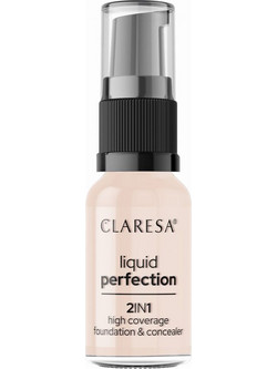 Claresa Liquid Perfection 2 In 1 High Coverage & Concealer 101 Liquid Foundation 18gr