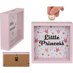 Κουμπαράς Little Princess Ξύλινης Κατασκευής Ροζ Με Μπροστινό Τζάμι 20x20Εκ (144458)