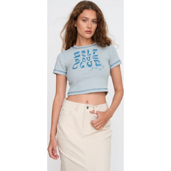 24COLOURS T-Shirt Γυναικεία Κοντομάνικη Μπλούζα Cotton/Elastane Slim Fit - Blue 12401b.bl