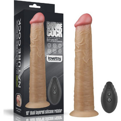 Lovetoy Nature Cock 10" Dual Layered Ρεαλιστικός Δονητής για Ζευγάρια με Τηλεχειριστήριο 25cm Flesh