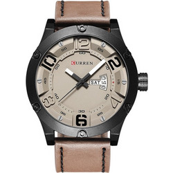 Curren Ανδρικό Ρολόι με Μπεζ Δερμάτινο Λουράκι 8251 Beige