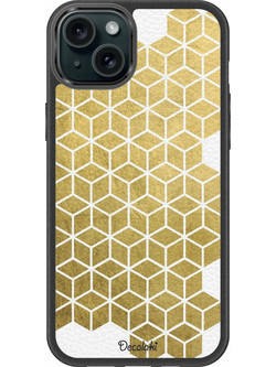 Gold Cubes Θήκη Κινητού Σχέδιο 50038 - iPhone, iPhone 15 Plus, Premium Leather Feel Case