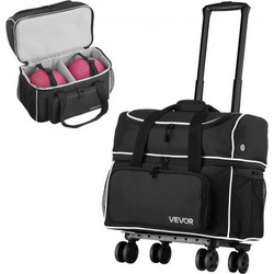 Τσάντα VEVOR Bowling Ball, 2 Ball Four Roller Bowling Bag με ρόδες, με ξεχωριστή θήκη για παπούτσια (έως και μέγεθος US 16) & μεγάλη τσέπη αξεσουάρ, ανασυρόμενη λαβή που εκτείνεται στα 950 mm