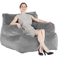 VEVOR Πολυθρόνα Bean Bag με Μπράτσα για Ενήλικες, Γκρι Βελούδο FSYXCRDDY45448AWFV0
