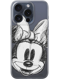 Disney Case Apple iPhone 15 Pro Minnie Partial Print Sketch Transparent