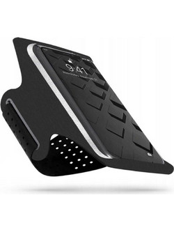 Techsuit - Sports Armband (TH10) - with Headphones Cable Clips, for Phones, max 7'' - Black / Gray - (TH10/BLACK/7)