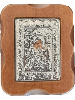 Ξύλινη Εικόνα Παναγία Ασημί 925 13x1.5x16.5cm Galifas 912611 - Galifas