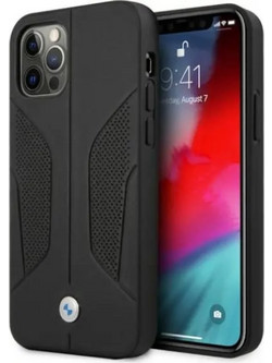 BMW Leather Perforated Sides Θήκη iPhone 12 / 12 Pro Black (BMHCP12MRSCSK)