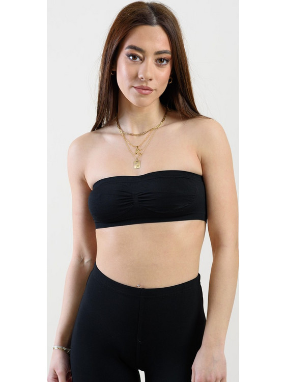 Μπουστάκι strapless με διάτρητη πλάτη ΜΑΥΡΟ - Λευκό