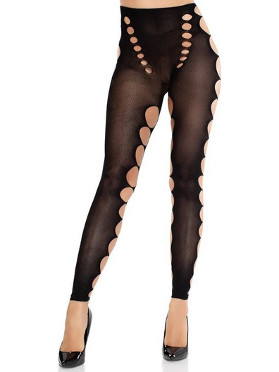LEG AVENUE - SEAMLESS OPAQUE STOCKINGS WITH CUTOUT AT THE FEET BLACK