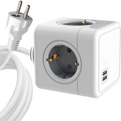 MicroConnect - 4 Way Schuko, 2 USB Ports Power Cube - With 1,5m Cable