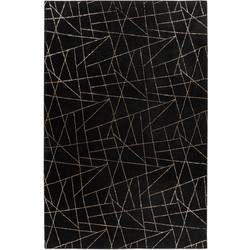 Kayoom Χαλί Ορθογώνιο 160x230cm Gem Lines Black - Gold KY360436