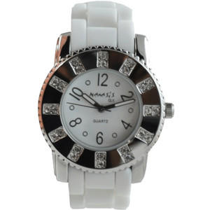 Nemesis Trendy Nightlife Γυναικείο Ρολόι με Λευκό Καουτσούκ Λουράκι NS211W