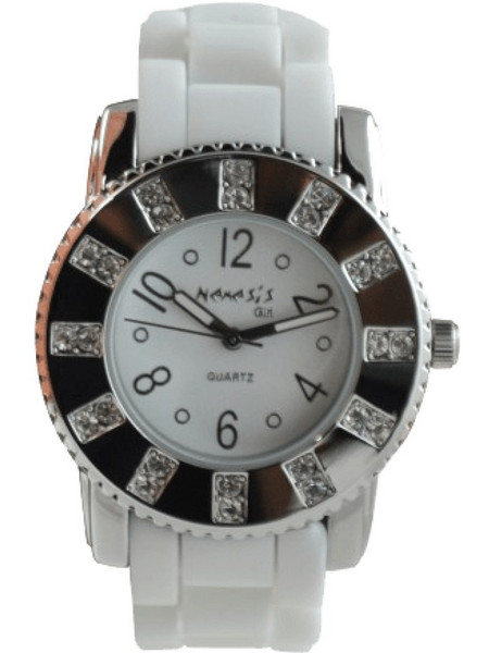 Nemesis Trendy Nightlife Γυναικείο Ρολόι με Λευκό Καουτσούκ Λουράκι NS211W