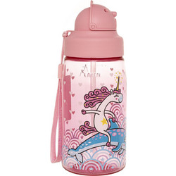Laken Oby Unicorn Παιδικό Μπουκάλι Πλαστικό BPA Free με Καλαμάκι Ροζ 450ml